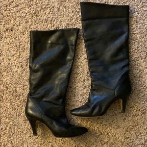 Black Leather Heeled Boots